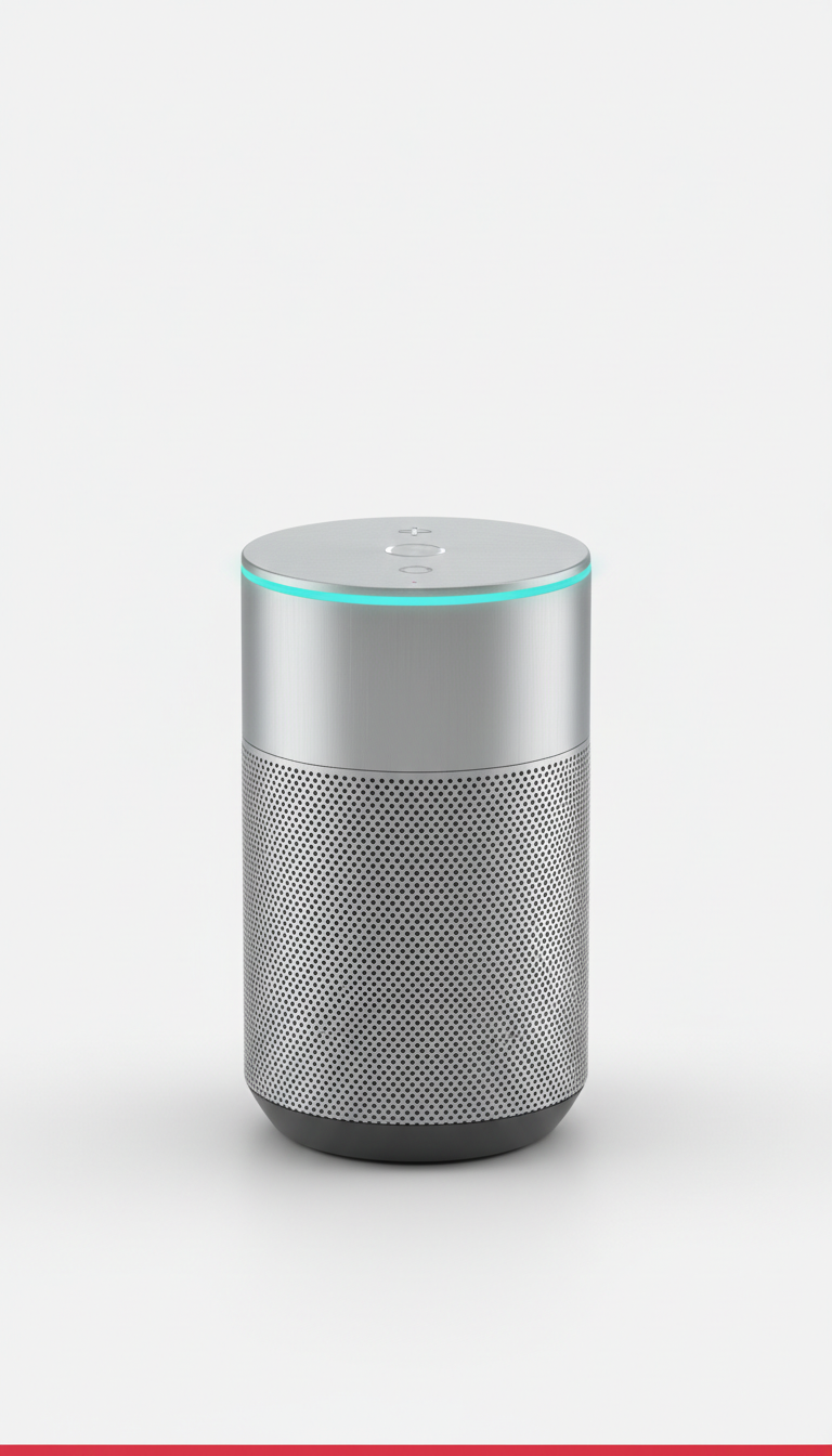 Compact Aluminum Smart Speaker with Adaptive Audio